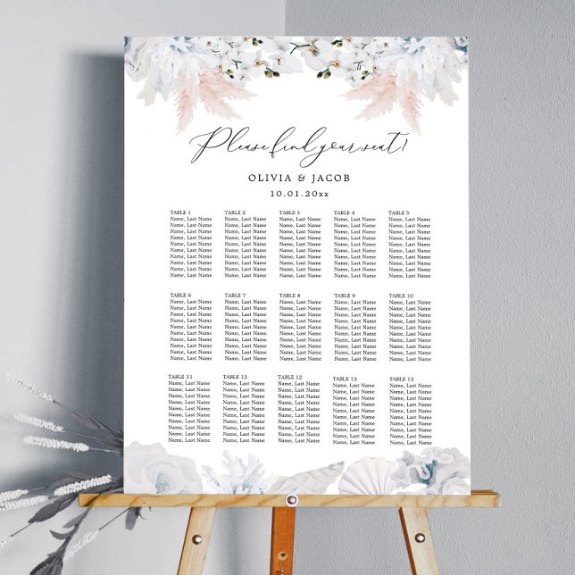 Hochzeitskarte von Dusty Blue Beach (12 Tische) Poster (Von Creator hochgeladen)