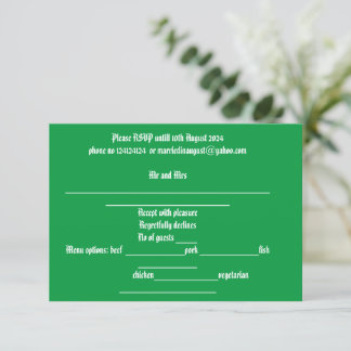 Hochzeitskarte Wisteria violett grün RSVP Karte