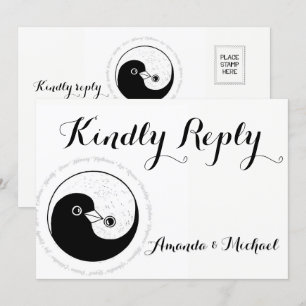 Hochzeitskarte YinYang-Tauben Harmo freundlich bea Einladung