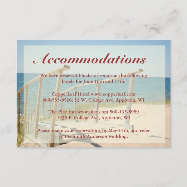Hochzeitskarten am Strand - Treppe zum Strand Begleitkarte (Vorderseite)