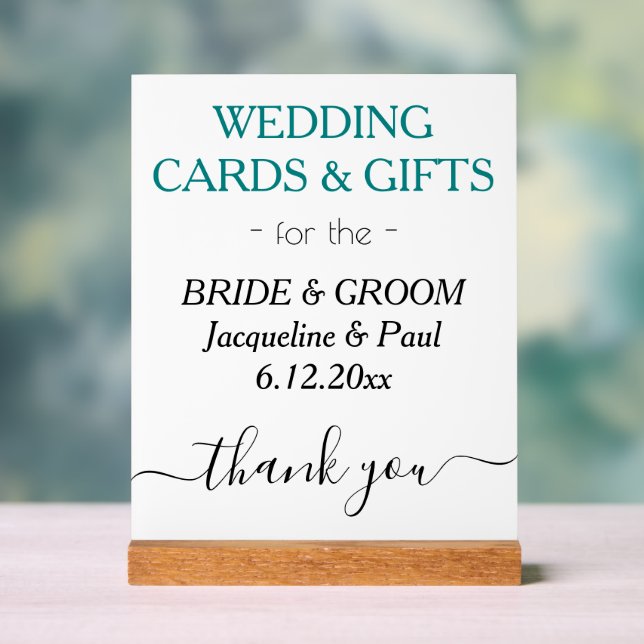 Hochzeitskarten - Aquamarin grün Acrylschild (Neutral)