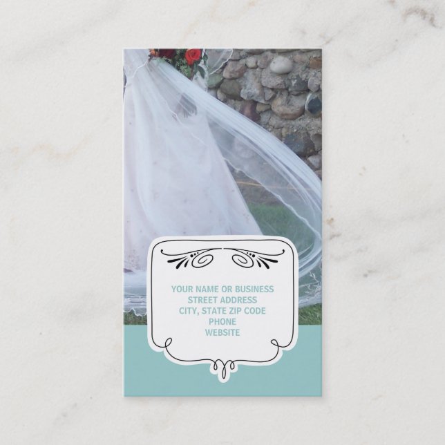 Hochzeitskarten {Aquamarin} Visitenkarte (Vorderseite)