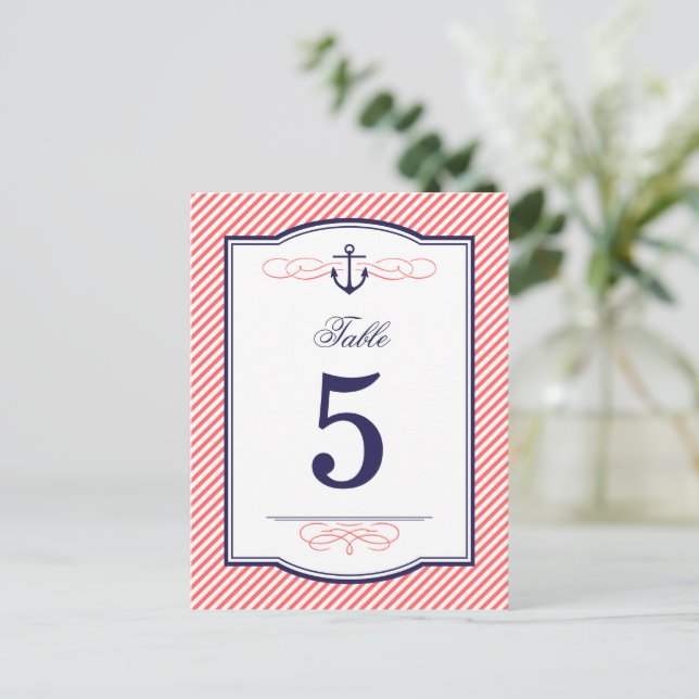 Hochzeitskarten der Marine und der Korallen für di Postkarte (Stehend Vorderseite)