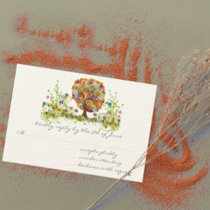Hochzeitskarten der Whimsical Blume Tree RSVP Karte