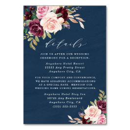 Hochzeitskarten für das Burgundy Gold Blush Tischnummer