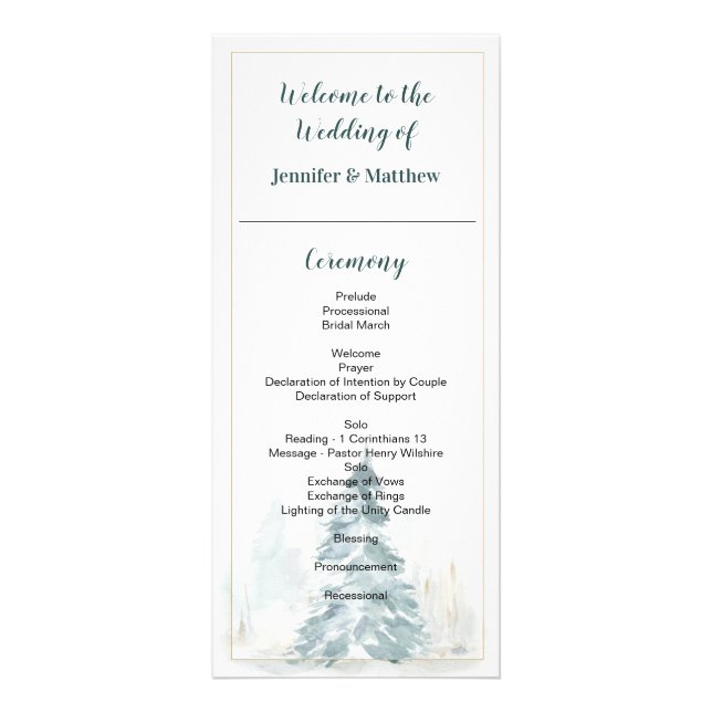 Hochzeitskarten für das Winter Pine Romance Werbekarte (Vorne)