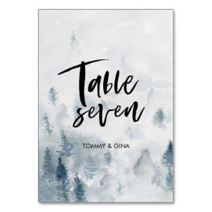 Hochzeitskarten für den Wasserfarbenwald - Tabelle Tischnummer
