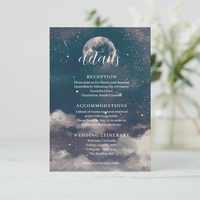 Hochzeitskarten für die Sternennacht Begleitkarte (Stehend Vorderseite)
