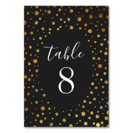 Hochzeitskarten für Gold und Black Confetti Tischnummer