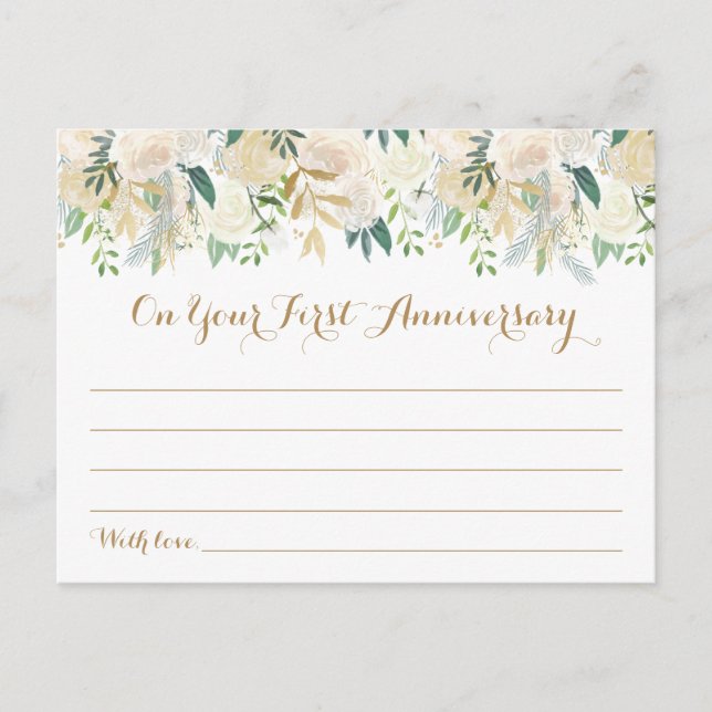 Hochzeitskarten für Gold und Weiße Blume Postkarte (Vorderseite)