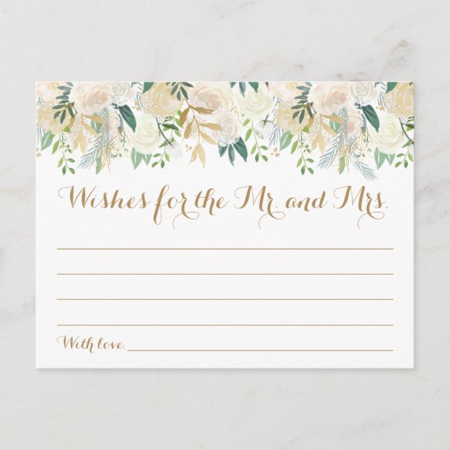 Hochzeitskarten für Gold und Weiße Blume Postkarte (Vorderseite)