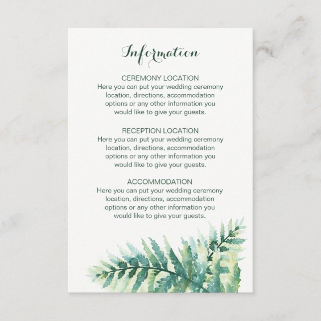 Hochzeitskarten für grüne Wasserfarben Begleitkarte (Vorderseite)