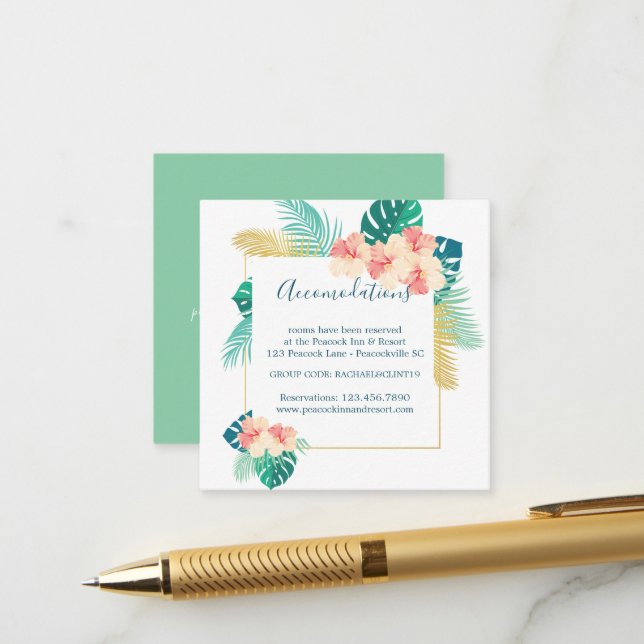 Hochzeitskarten für hawaiianischen Hibiskus Begleitkarte (Vorderseite/Rückseite Beispiel)