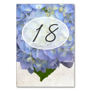 Hochzeitskarten für hellblaue Blütenblütenblüten Tischnummer
