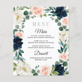 Hochzeitskarten für Hochzeitsmenüs in Navy und Blu