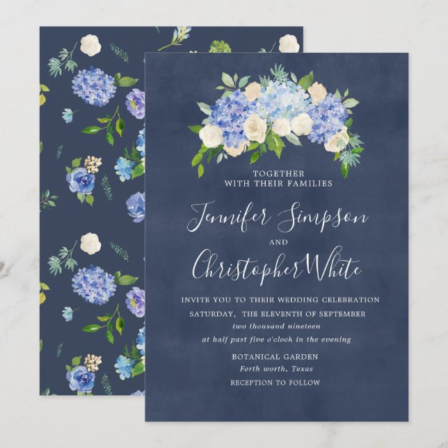 Hochzeitskarten für Hochzeitspaziergänge von Navy  Einladung (Vorne/Hinten)