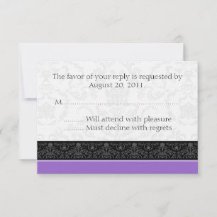 Hochzeitskarten für Lila und weiße Damast-UAWG RSVP Karte