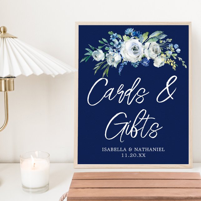 Hochzeitskarten für Navy Blue Floral Poster (Von Creator hochgeladen)
