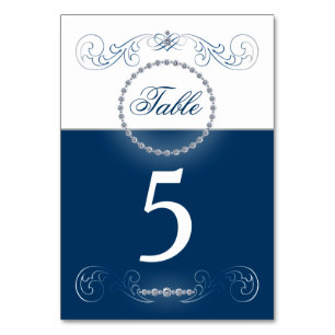 Hochzeitskarten für Navy-Silber-Tischnummern Tischnummer