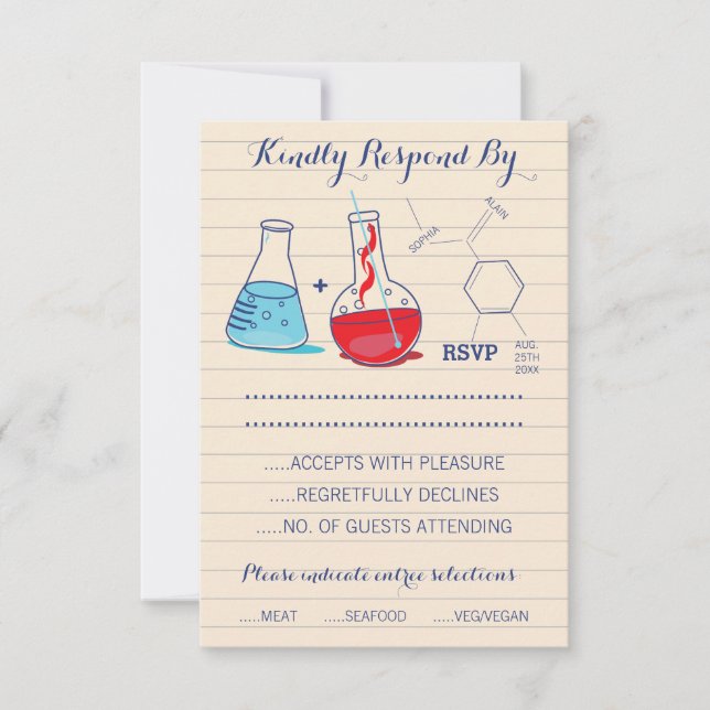 Hochzeitskarten für Red and Blue Chemistry RSVP Karte (Vorderseite)