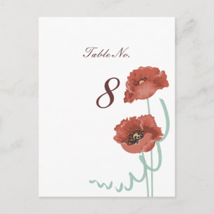 Hochzeitskarten für Red Peonies Tischnummer
