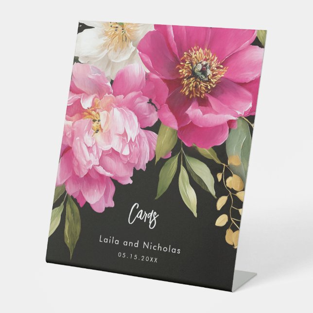 Hochzeitskarten für Rosa und Weiße Wasserfarbe Sockelschild (Vorderseite)