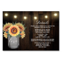 Hochzeitskarten für Sonnenblumen