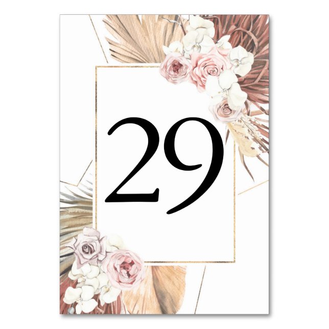 Hochzeitskarten für tropische Foliage Tischnummer (Vorderseite)