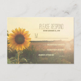 Hochzeitskarten für Vintage Sonnenblumen RSVP Karte