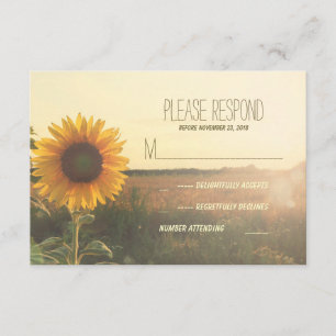 Hochzeitskarten für Vintage Sonnenblumen RSVP Karte