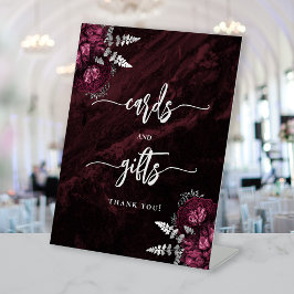 Hochzeitskarten Geschenke Moody Burgund Silber Blu Sockelschild