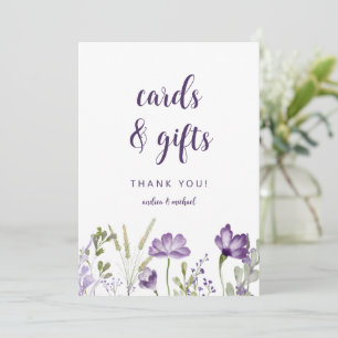 Hochzeitskarten & Geschenke Schild Lila Blumenschm Einladung