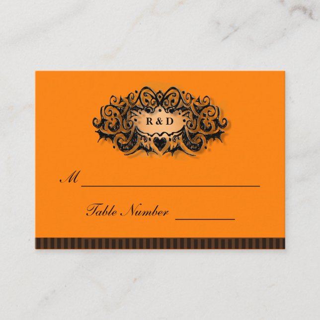Hochzeitskarten - Halloween Orange & Black Platzkarte (Vorderseite)