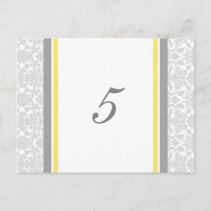 Hochzeitskarten Lemon Gray Damask Tischnummer