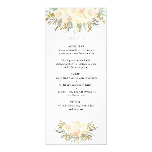 Hochzeitskarten mit Champagnercreme und Minz-Flora Werbekarte (Vorne)