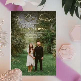 Hochzeitskarten mit Foto & Goldfolien-Akzente Folieneinladung