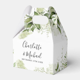 Hochzeitskarten mit Grünzeug-Blättern und Untersch Geschenkschachtel