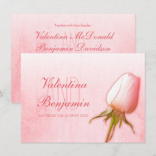 Hochzeitskarten mit hellrosa Rosenknospen Einladung