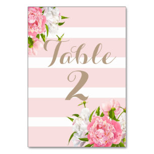 Hochzeitskarten mit Peonie-Tischnummer Tischnummer