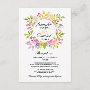 Hochzeitskarten mit rosa Blumenkranz Einladung