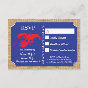 Hochzeitskarten mit RSVP Flusskrebs-Lobster-Einlad Einladung