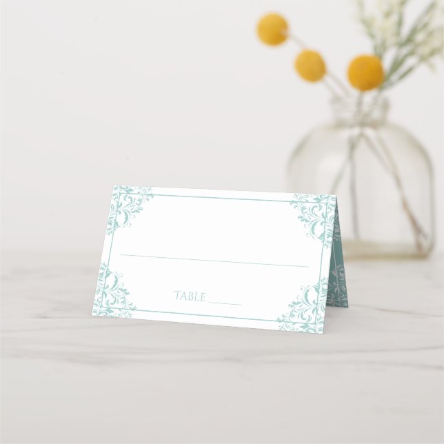 Hochzeitskarten | Nadine (Light Turquoise Blue) Platzkarte (Vorderseite)