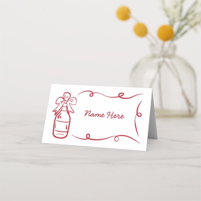 Hochzeitskarten Namen von Hand, die von Whimsical  Platzkarte (Vorderseite)