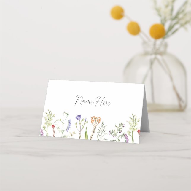 Hochzeitskarten Namen von Wildblumen Platzkarte (Vorderseite)