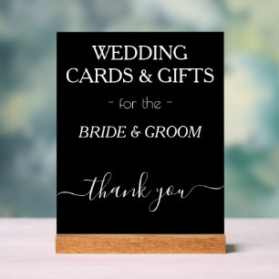 Hochzeitskarten Schwarz-weiße Typografie Acrylschild