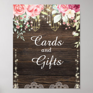 Hochzeitskarten und Geschenke aus rustikalem Holz Poster