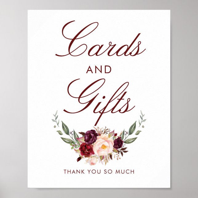 Hochzeitskarten und Geschenke für Burgund Red Flor Poster (Vorne)