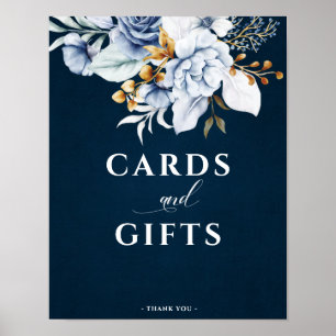 Hochzeitskarten und Geschenke für die blaue Marine Poster