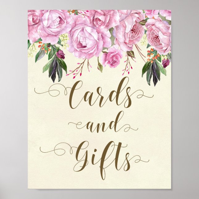 Hochzeitskarten und Geschenke für lila, blumengesc Poster (Vorne)