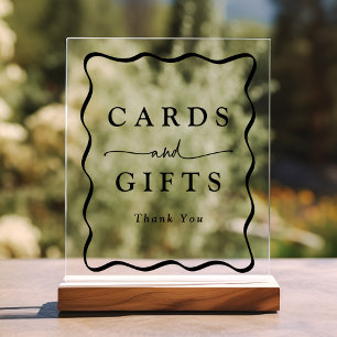 Hochzeitskarten und Geschenke für moderne schwarze Acrylschild